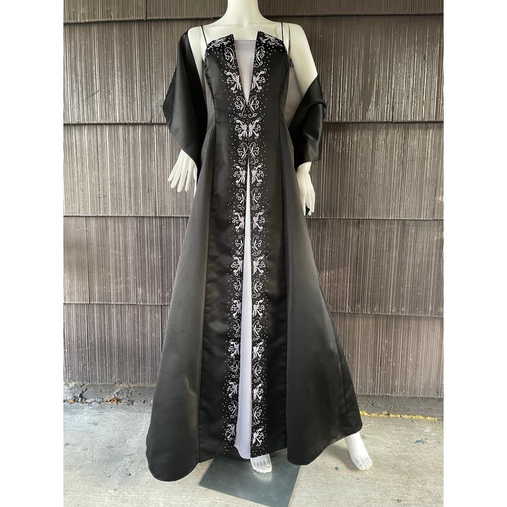 Vintage Y2K Niki by Niki Livas Black & White Vampy   Goth Fairy Formal Dress 14